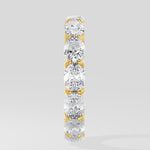 Diamond band ring with oval diamond on a light gray background