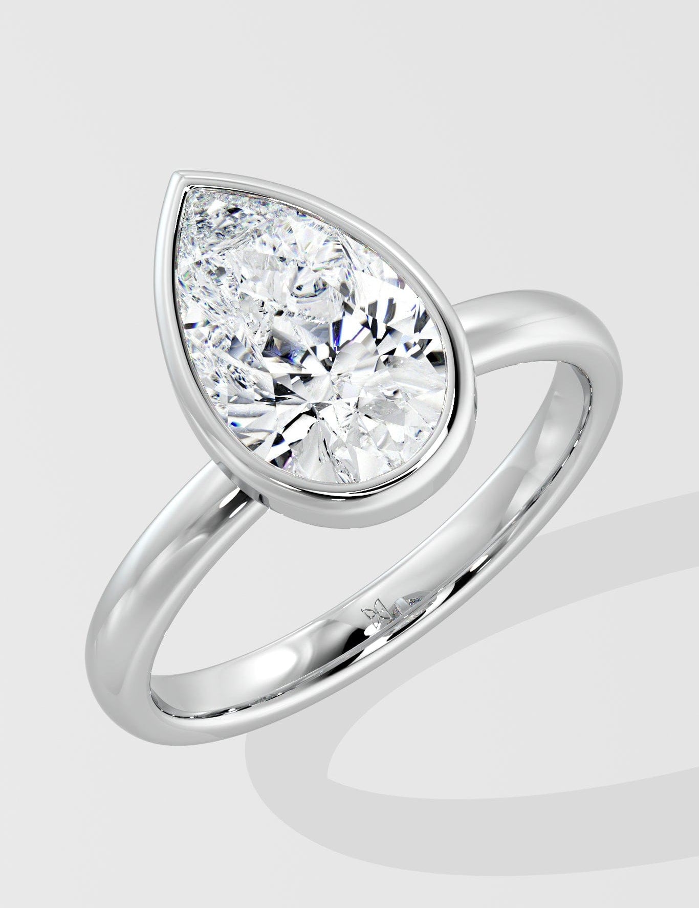 2 ct Pear Bezel Diamond Ring