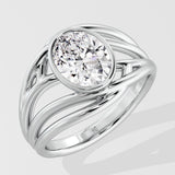 2 ct Oval Tidal Diamond Ring
