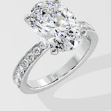 4 Ct Oval Solitaire Pave Ring