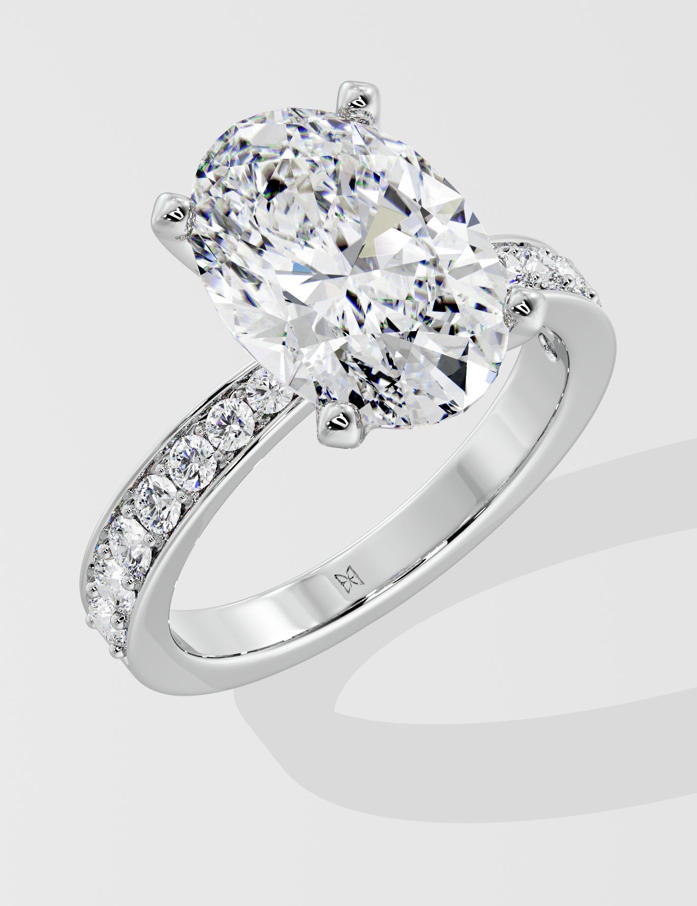 4 Ct Oval Solitaire Pave Ring