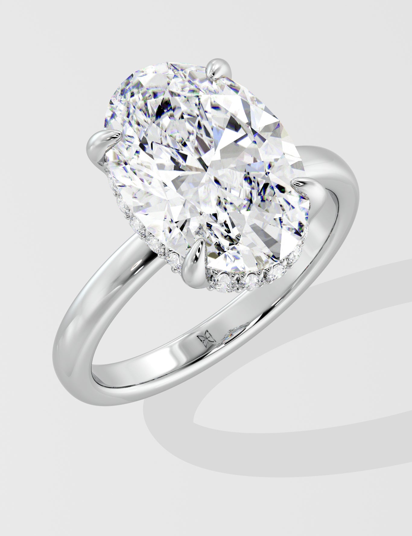 4 Ct Oval Hidden Halo Ring