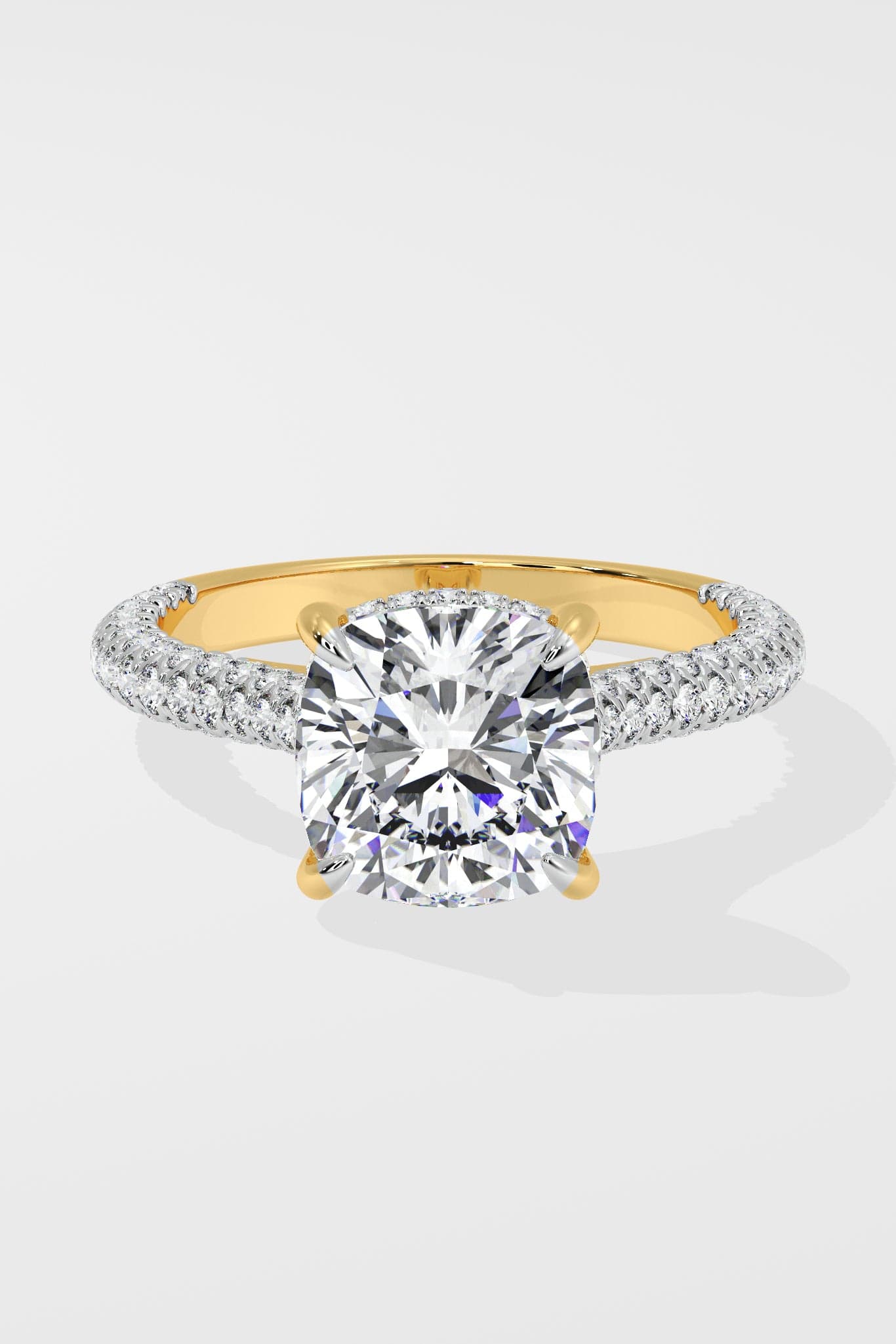 3 Ct Cushion Dome Pave Ring - House of Quadri