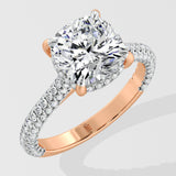 3 Ct Cushion Dome Pave Ring - House of Quadri