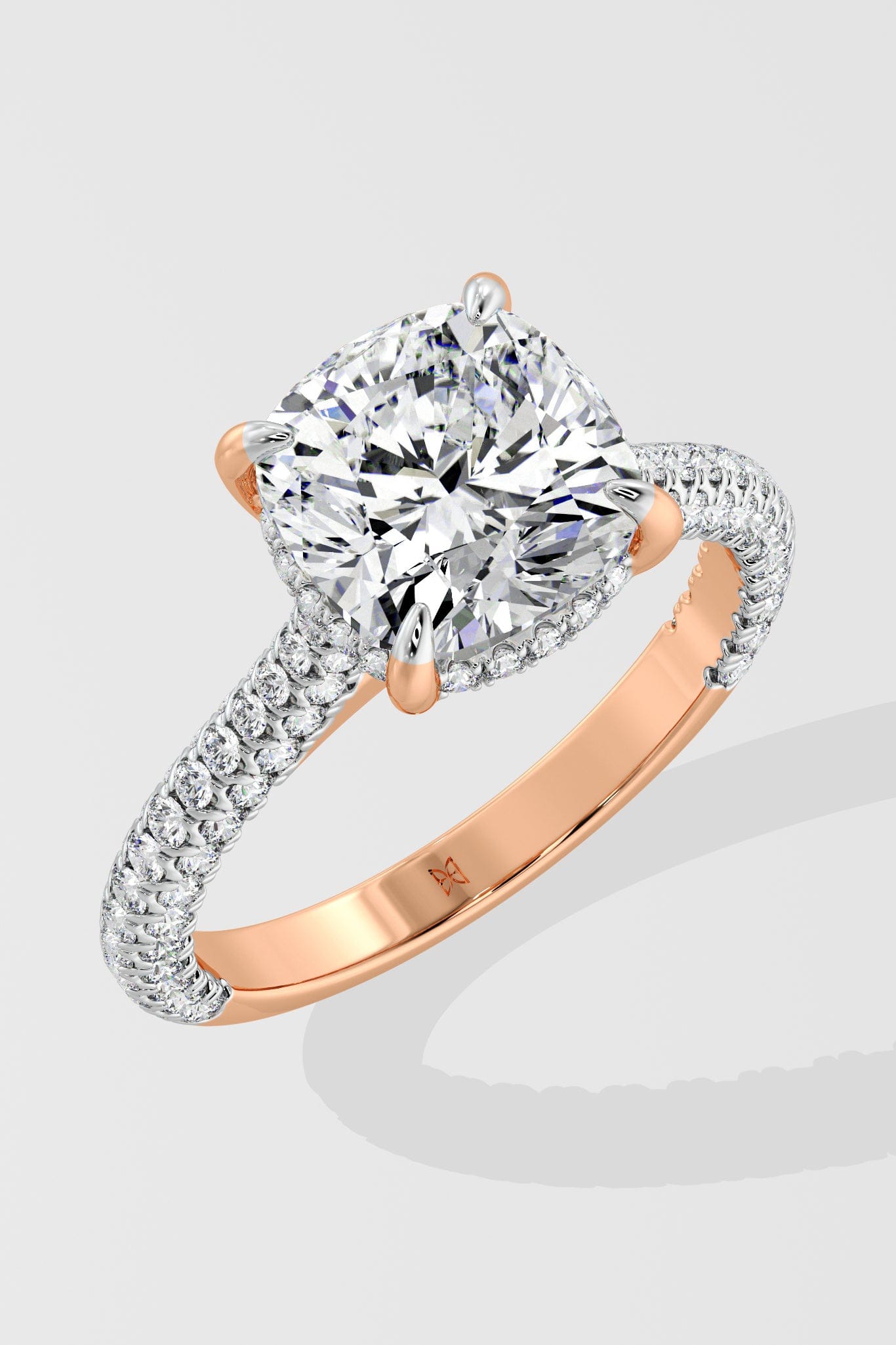 3 Ct Cushion Dome Pave Ring - House of Quadri