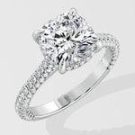 3 Ct Cushion Dome Pave Ring - House of Quadri