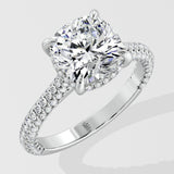 3 Ct Cushion Dome Pave Ring - House of Quadri