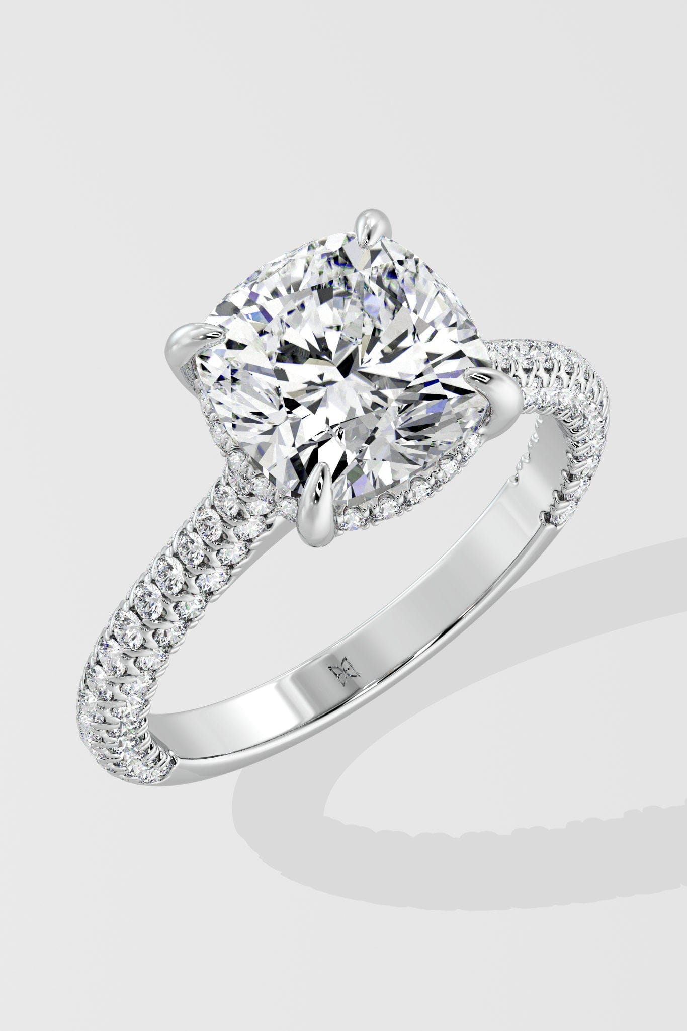 3 Ct Cushion Dome Pave Ring - House of Quadri