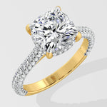 3 Ct Cushion Dome Pave Ring - House of Quadri