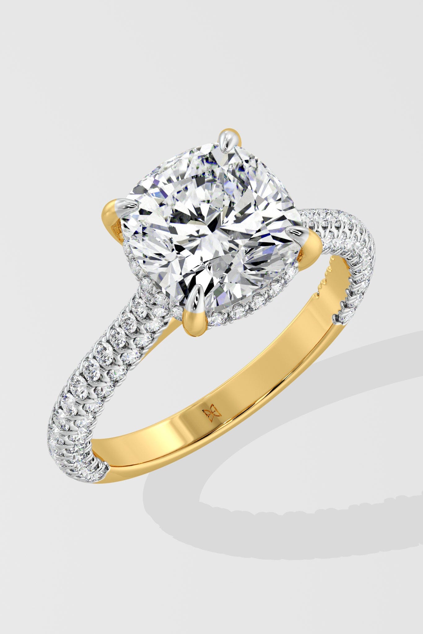 3 Ct Cushion Dome Pave Ring - House of Quadri