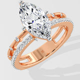 2 Ct Marquise Twin Row Solitaire Ring