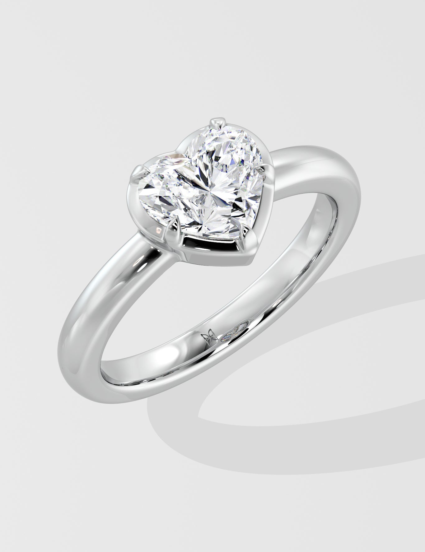 1 Ct Heart Bezel Solitaire Ring