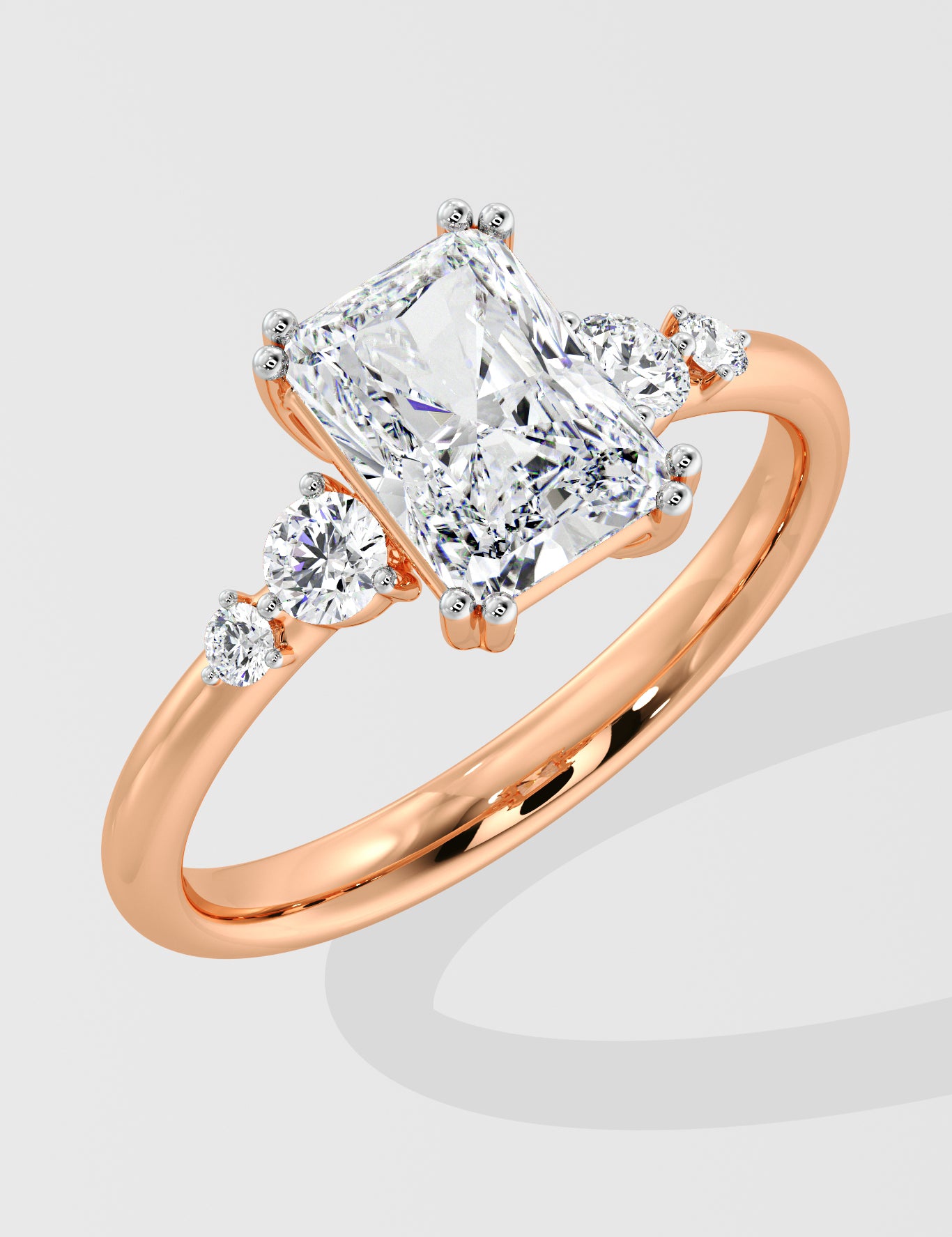 1 Ct Radiant Accent Ring