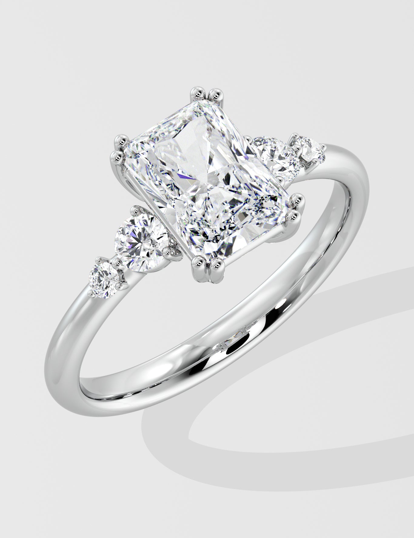 1 Ct Radiant Accent Ring