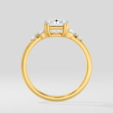 1 Ct Radiant Accent Ring