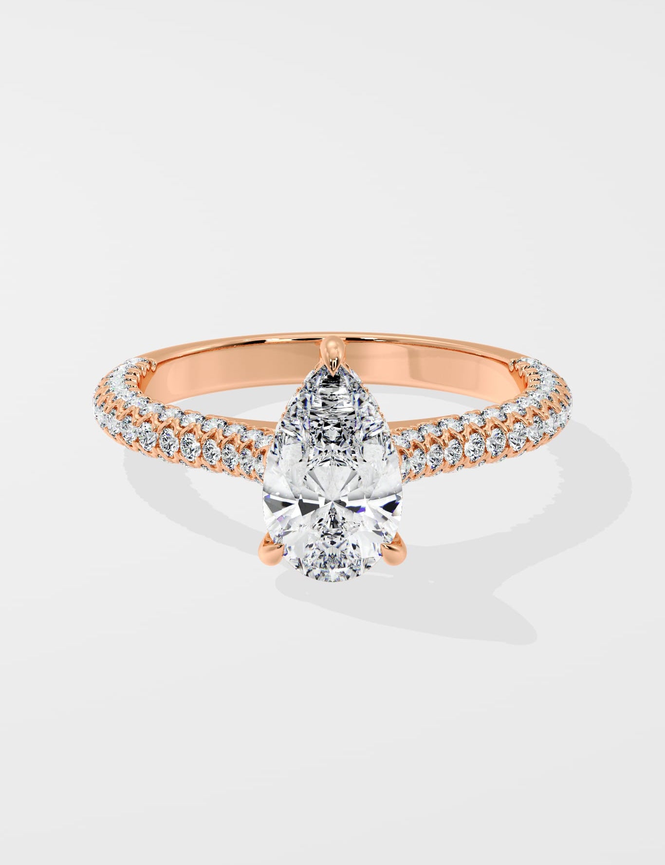 1 Ct Pear Dome Pave Ring - House of Quadri