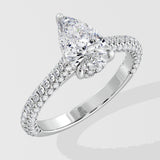 1 Ct Pear Dome Pave Ring