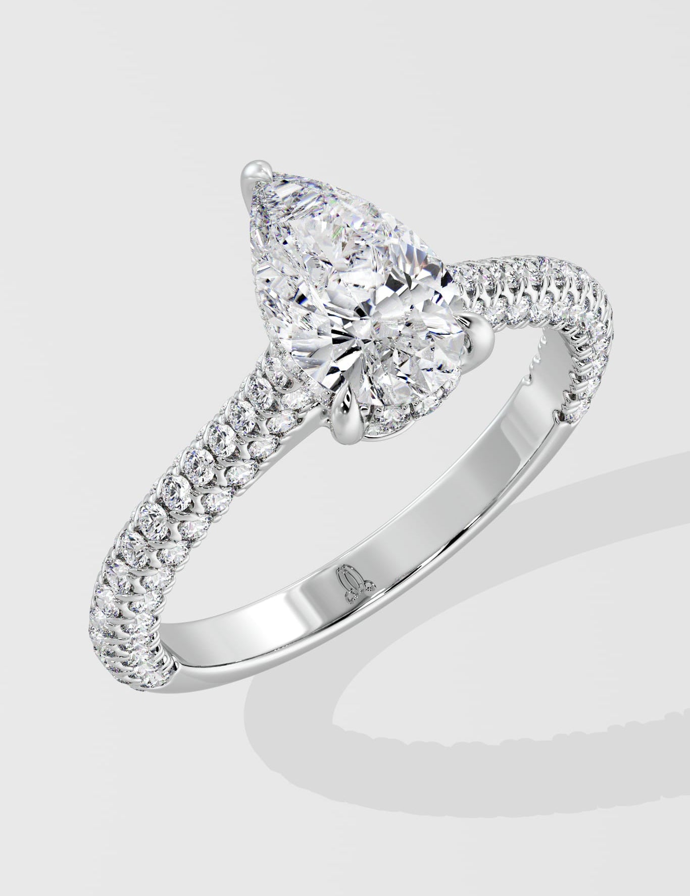 1 Ct Pear Dome Pave Ring - House of Quadri