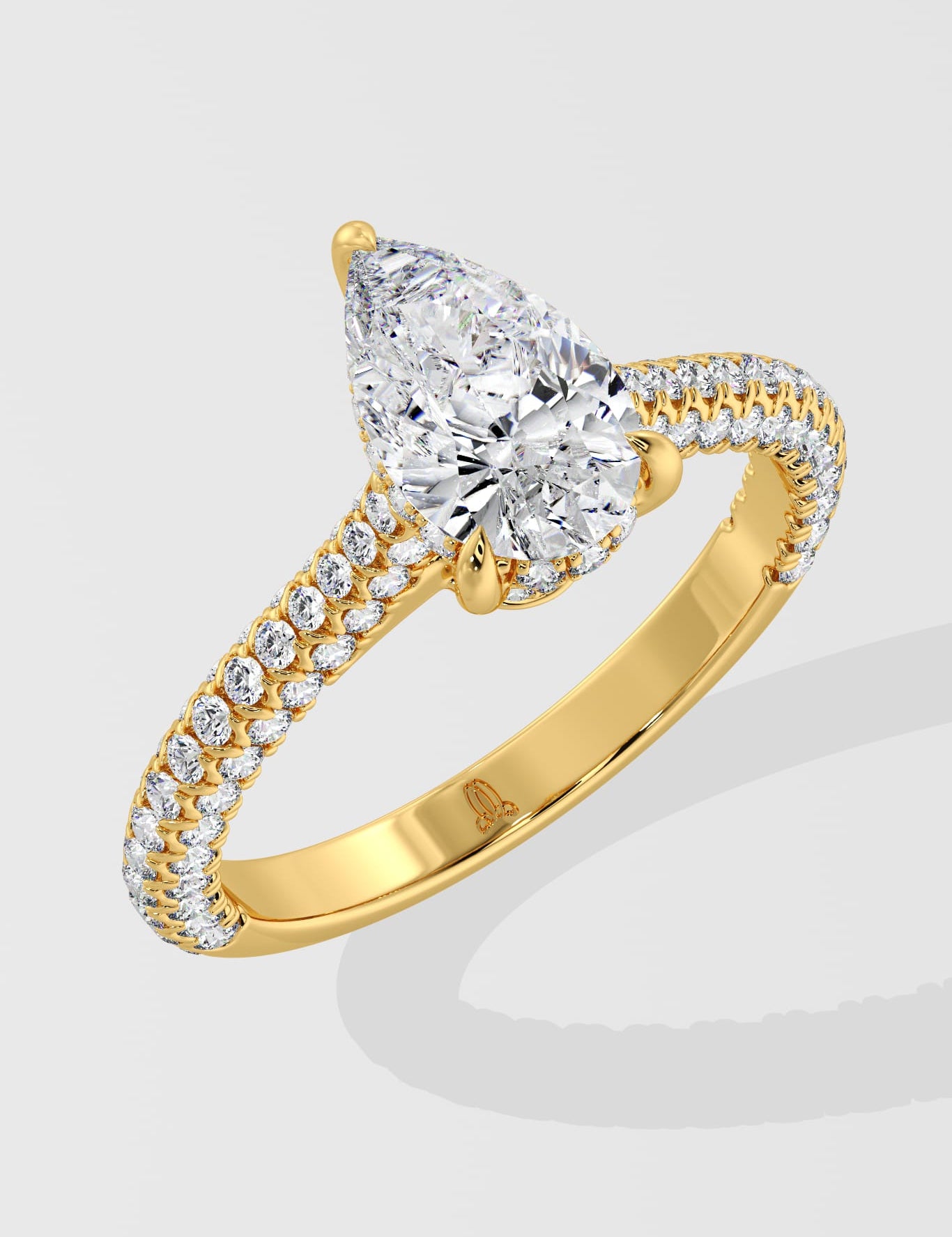 1 Ct Pear Dome Pave Ring - House of Quadri