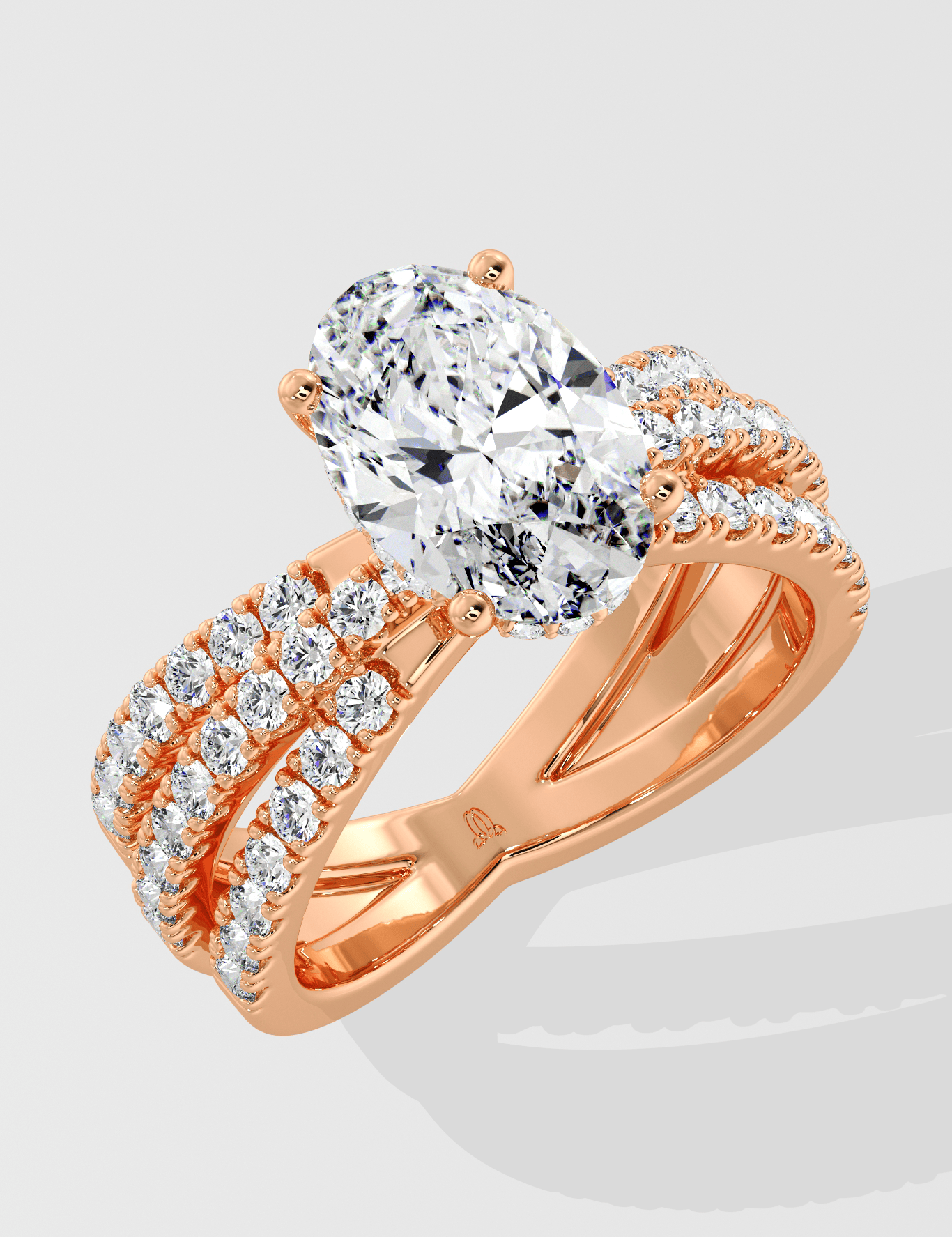 2 Ct Oval Triple Crossover Ring - House of Quadri