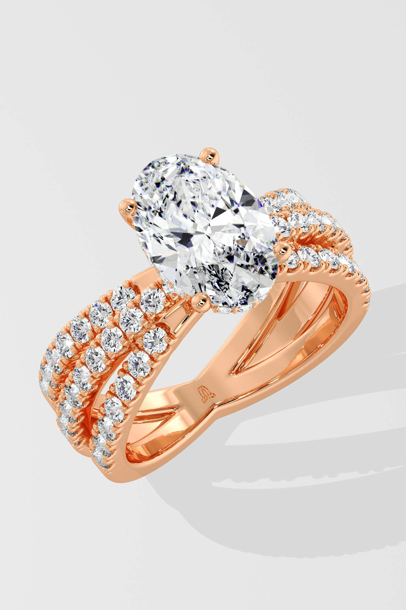 2 Ct Oval Triple Crossover Ring - House of Quadri