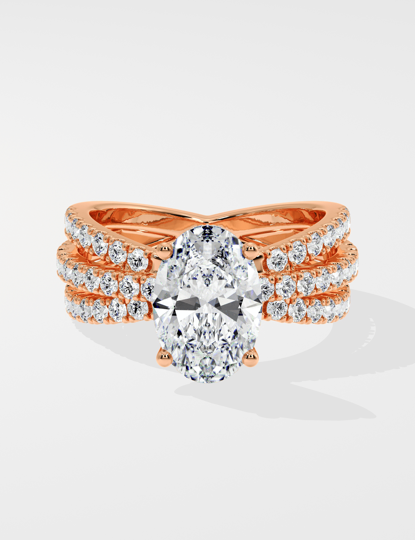 2 Ct Oval Triple Crossover Ring - House of Quadri