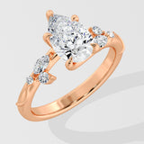 1.50 Ct Pear Lunette Ring