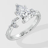 1.50 Ct Pear Lunette Ring