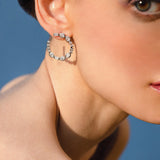 Illuminate Oval Emerald Diamond Front Hoops - House Of Quadri