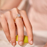 1.5 ct Oval Plunge Halo Diamond Ring