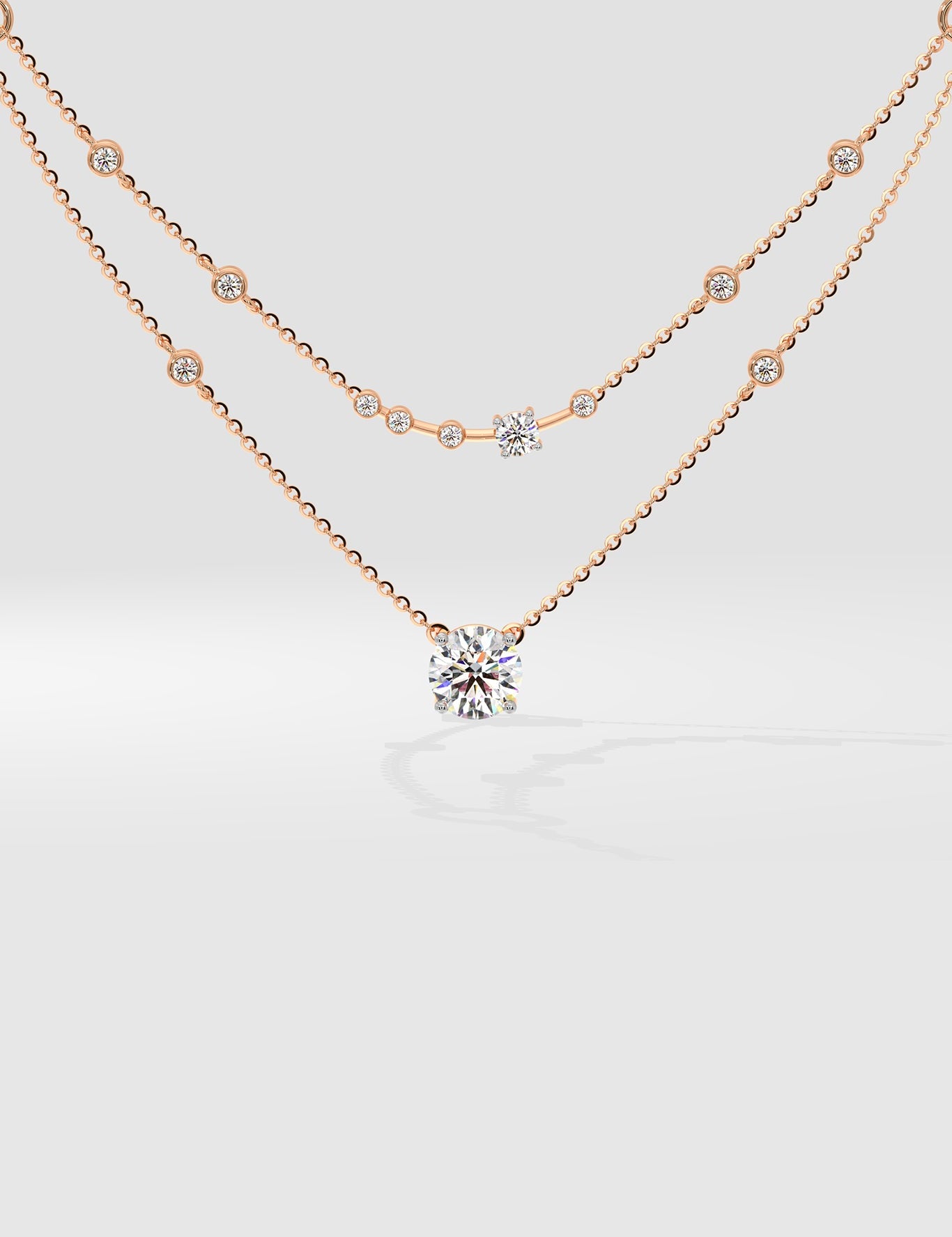 Stellar 2 Layered Arrayed Solitaire Necklace - House Of Quadri
