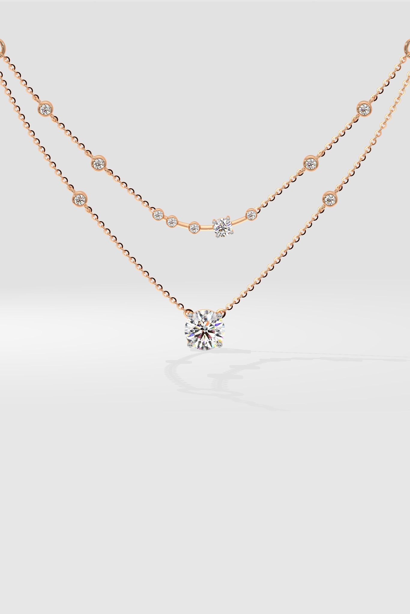 Stellar 2 Layered Arrayed Solitaire Necklace - House Of Quadri
