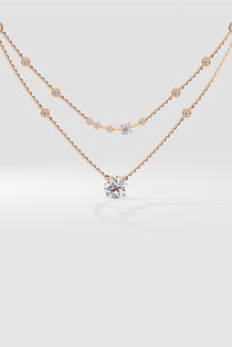 Stellar 2 Layered Arrayed Solitaire Necklace - House Of Quadri