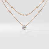 Two Layered Arrayed Solitaire Necklace