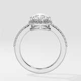 Askew Pear Solitaire Halo Ring - House Of Quadri