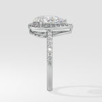 Askew Pear Solitaire Halo Ring - House Of Quadri