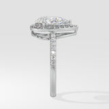 1.5 ct Pear Solitaire Halo Diamond Ring