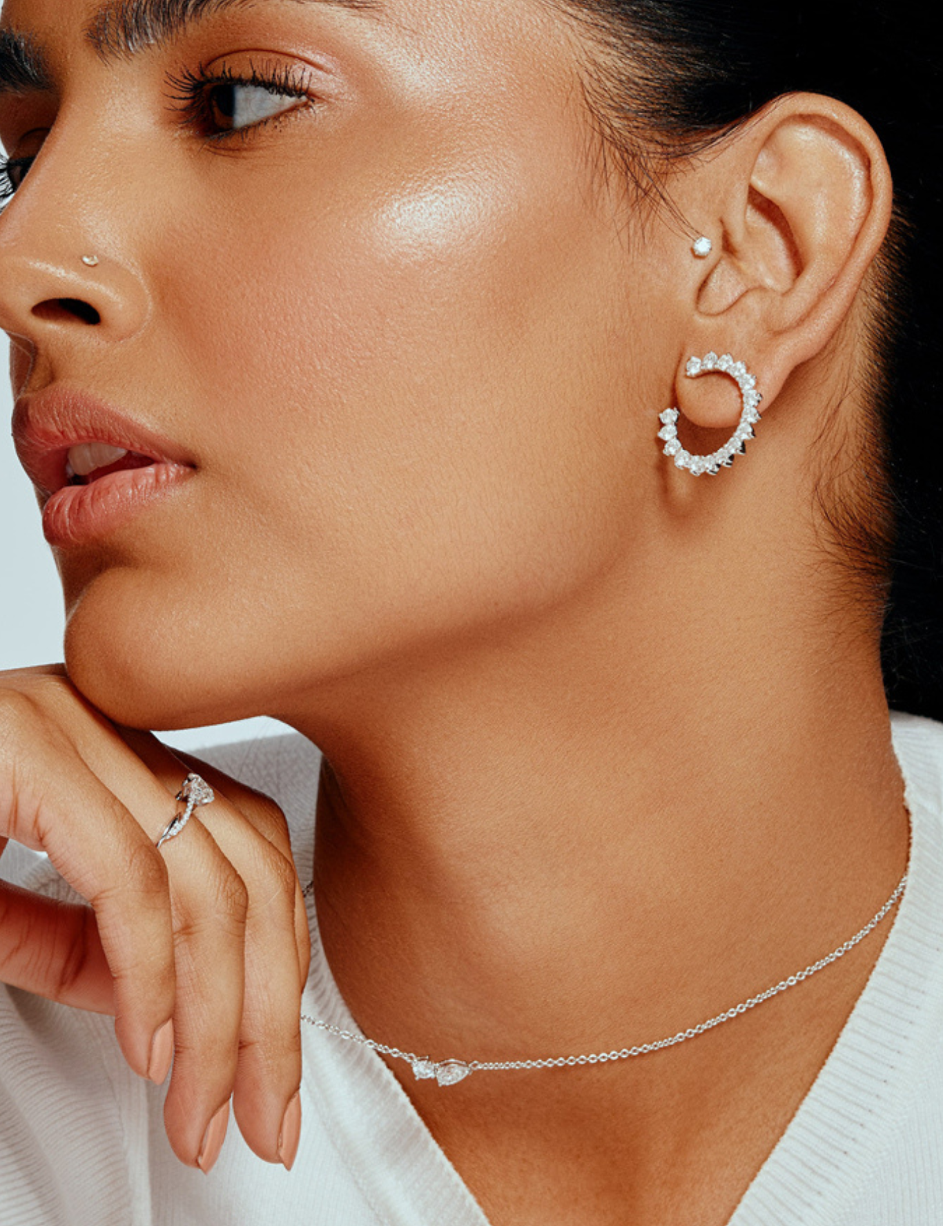 T-Shirt Double Diamond Duo Necklace - House Of Quadri