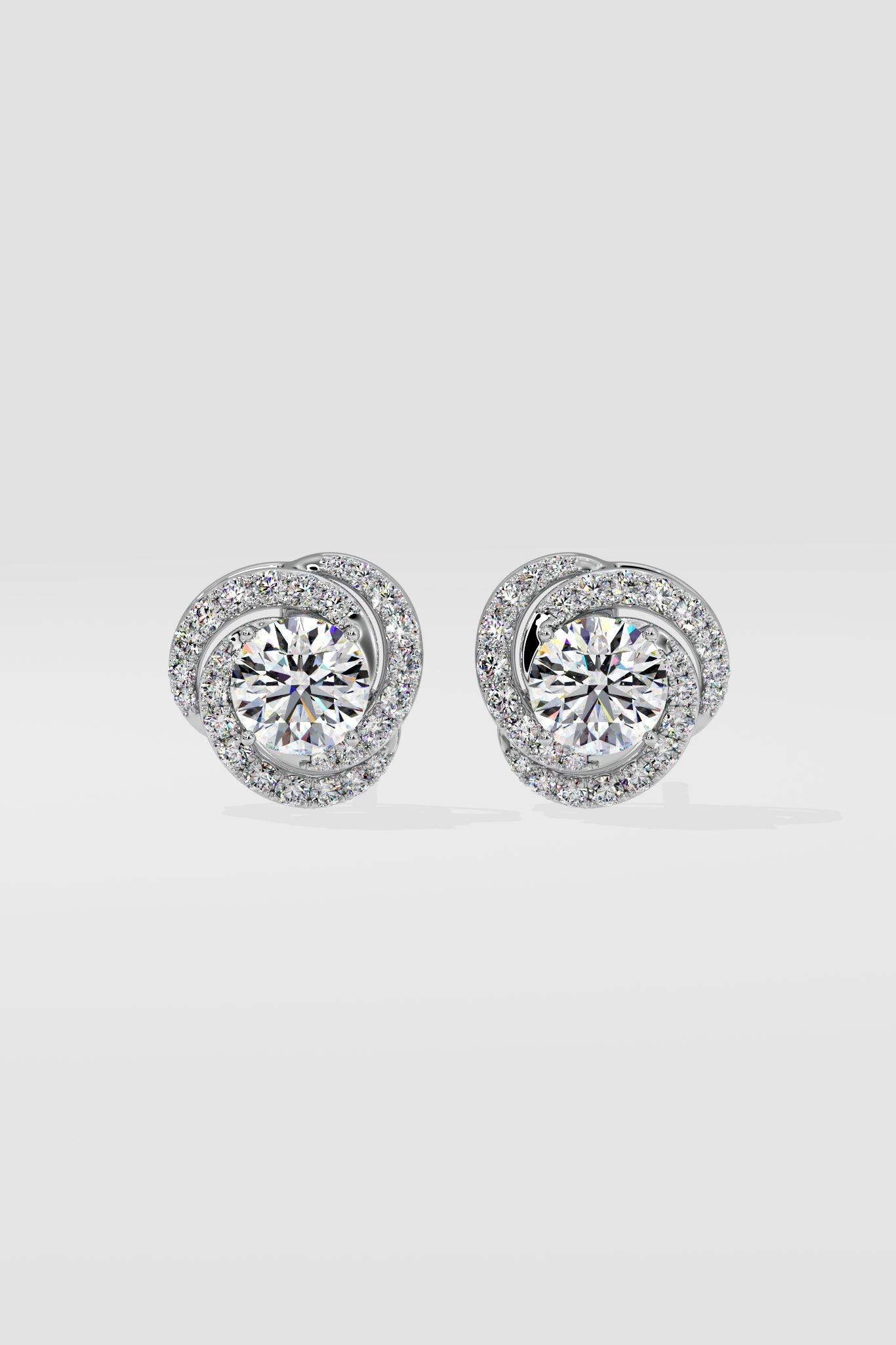 2 ct Solitaire Swirl Halo Earring