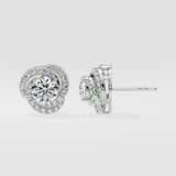 2 Ct Solitaire Swirl Halo Earring