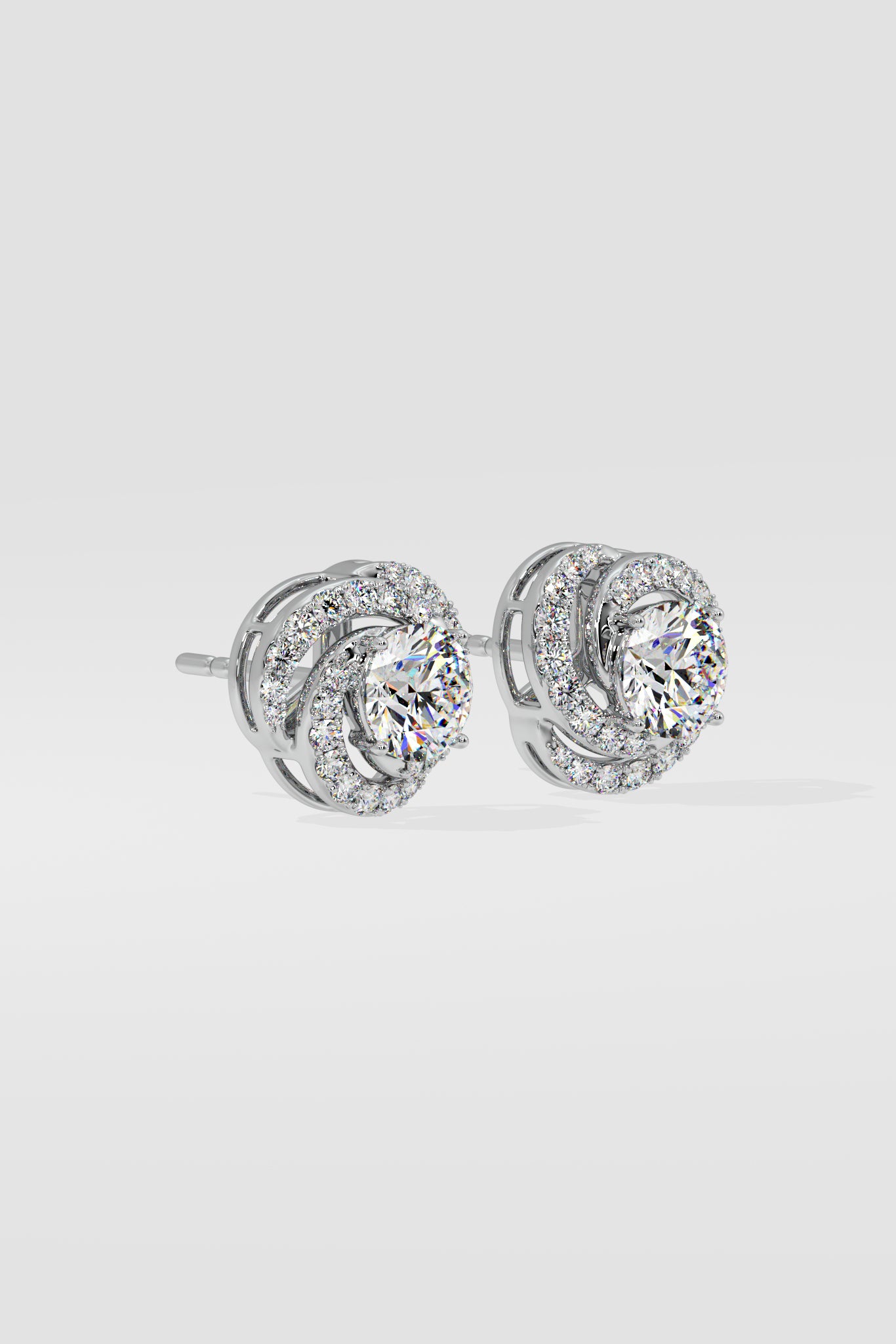 2 ct Solitaire Swirl Halo Earring