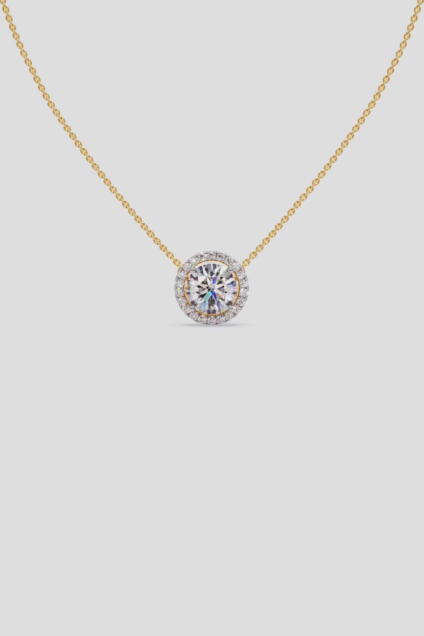1 ct Halo Solitaire Necklace