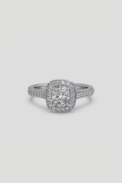 1 ct Accented Halo Cushion Solitaire Ring
