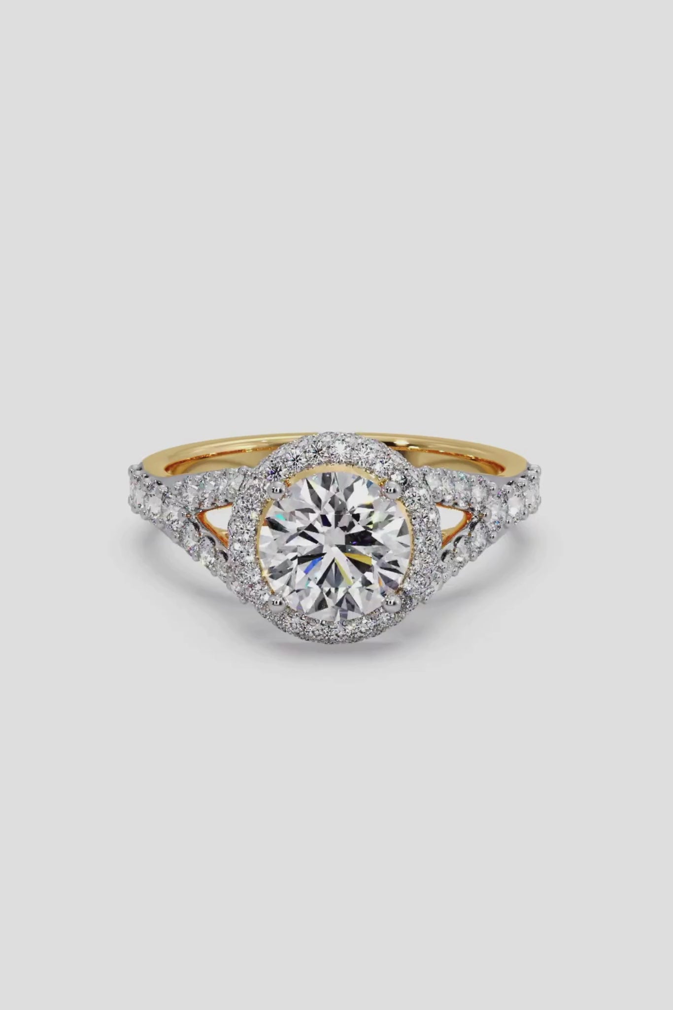 1.5 ct Halo Solitaire Y-Shank Ring