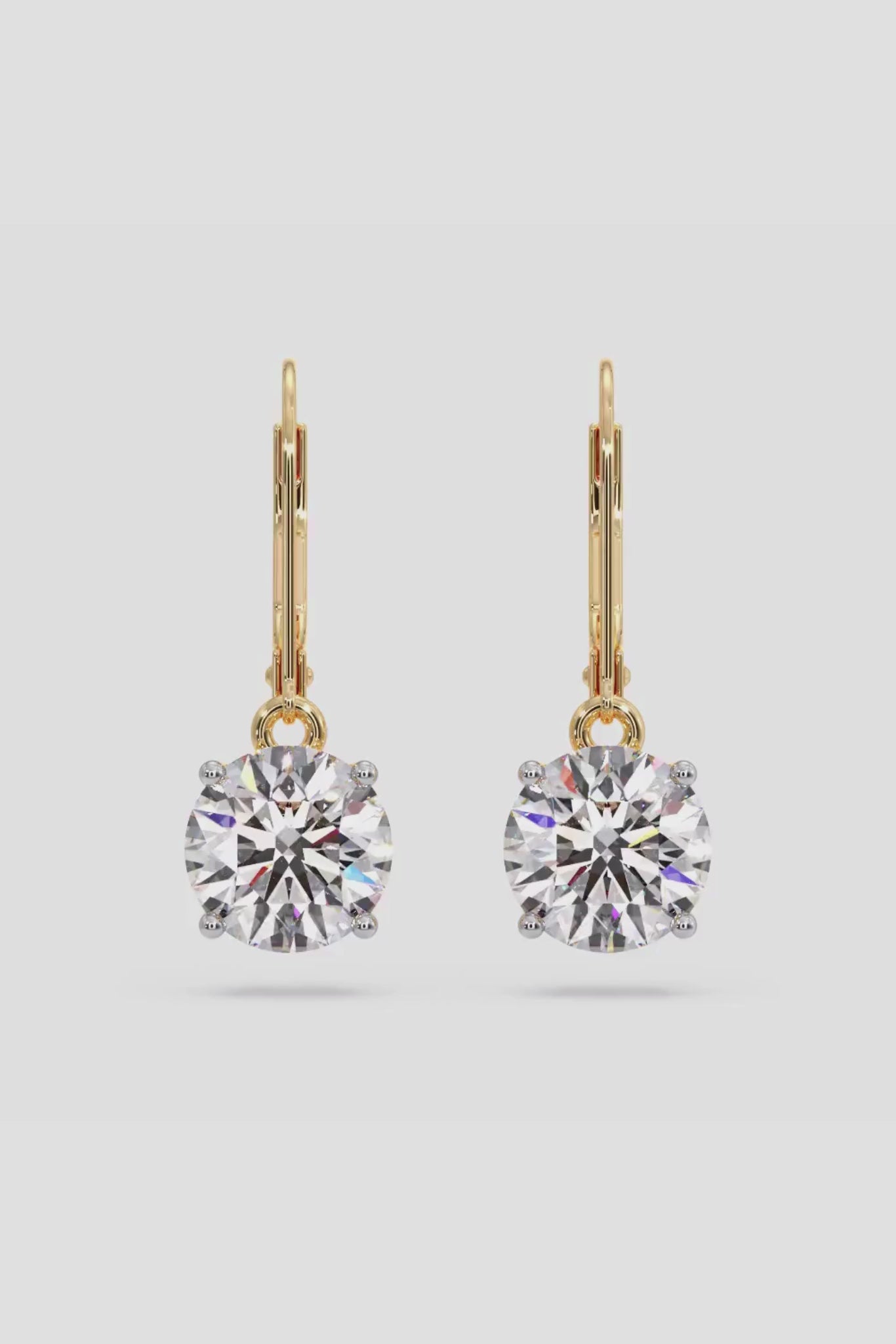 4 ct Solitaire Lever-Back Earrings
