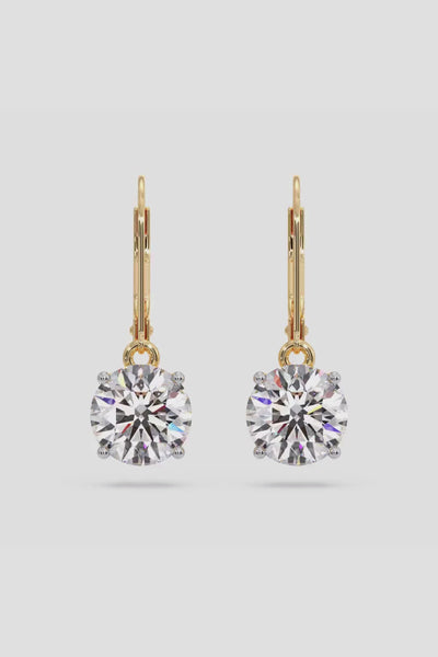4 ct Solitaire Lever-Back Earrings
