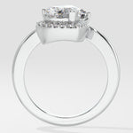 Emerald & Halo Heart 2 Diamond Ring - House Of Quadri