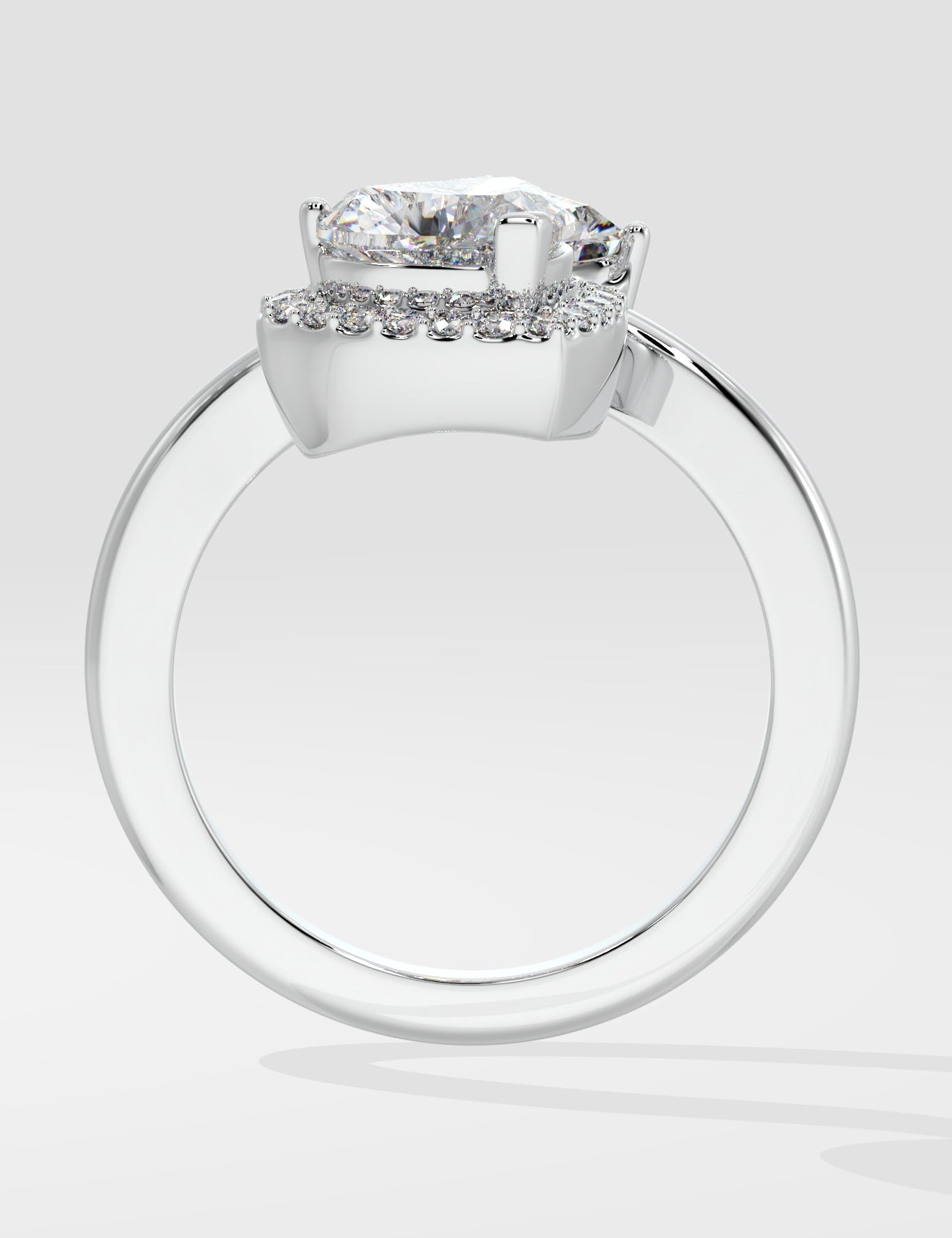 Emerald & Halo Heart 2 Diamond Ring - House Of Quadri