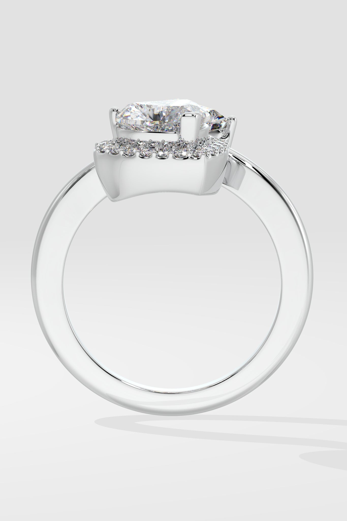 Emerald & Halo Heart 2 Diamond Ring - House Of Quadri