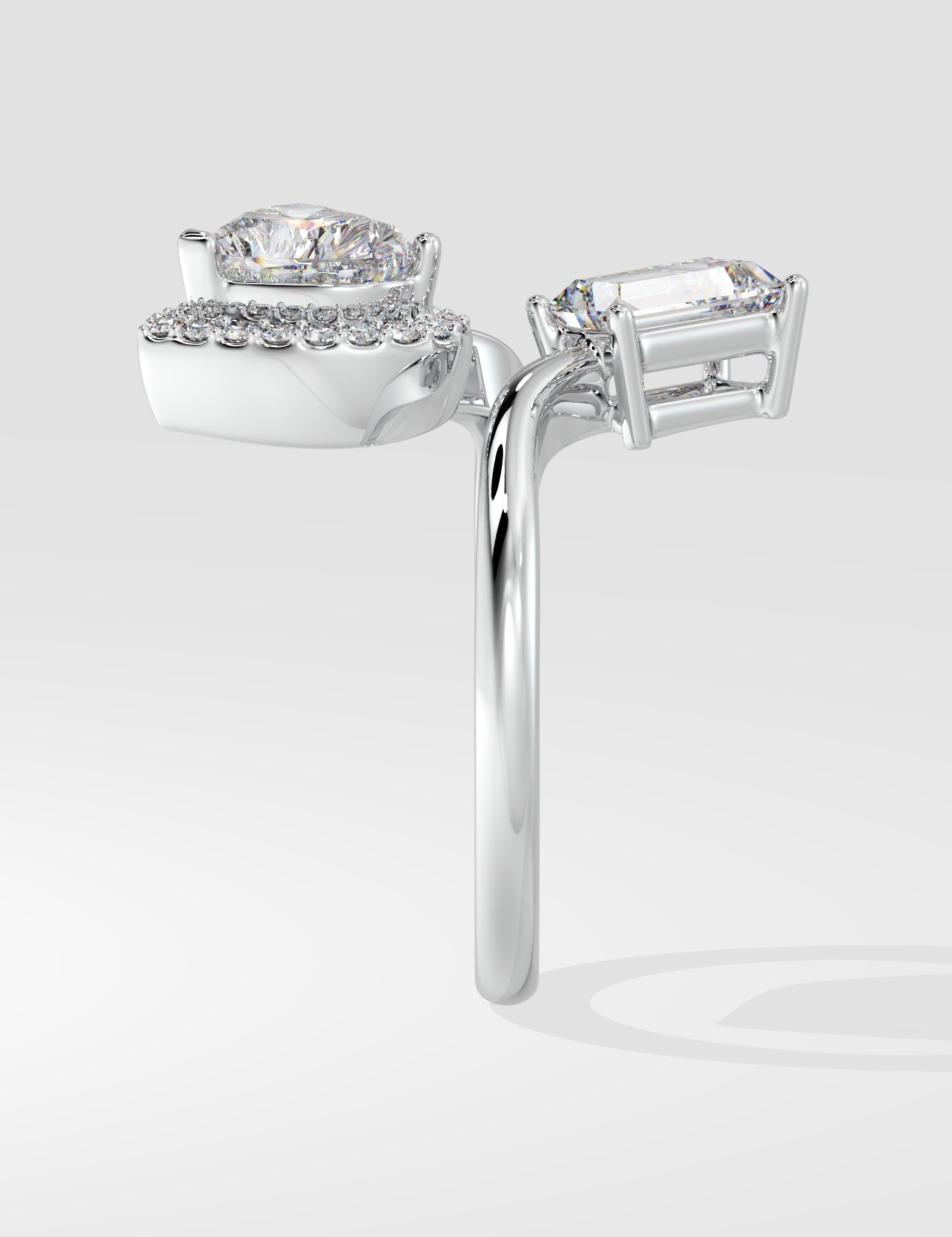 Emerald & Halo Heart 2 Diamond Ring - House Of Quadri